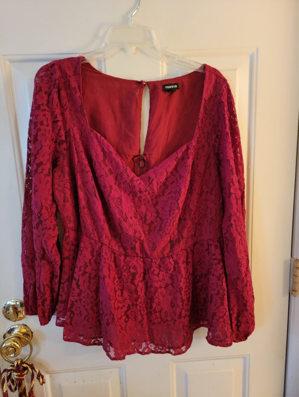 Torrid Deep Burgundy Lace Peplum Blouse